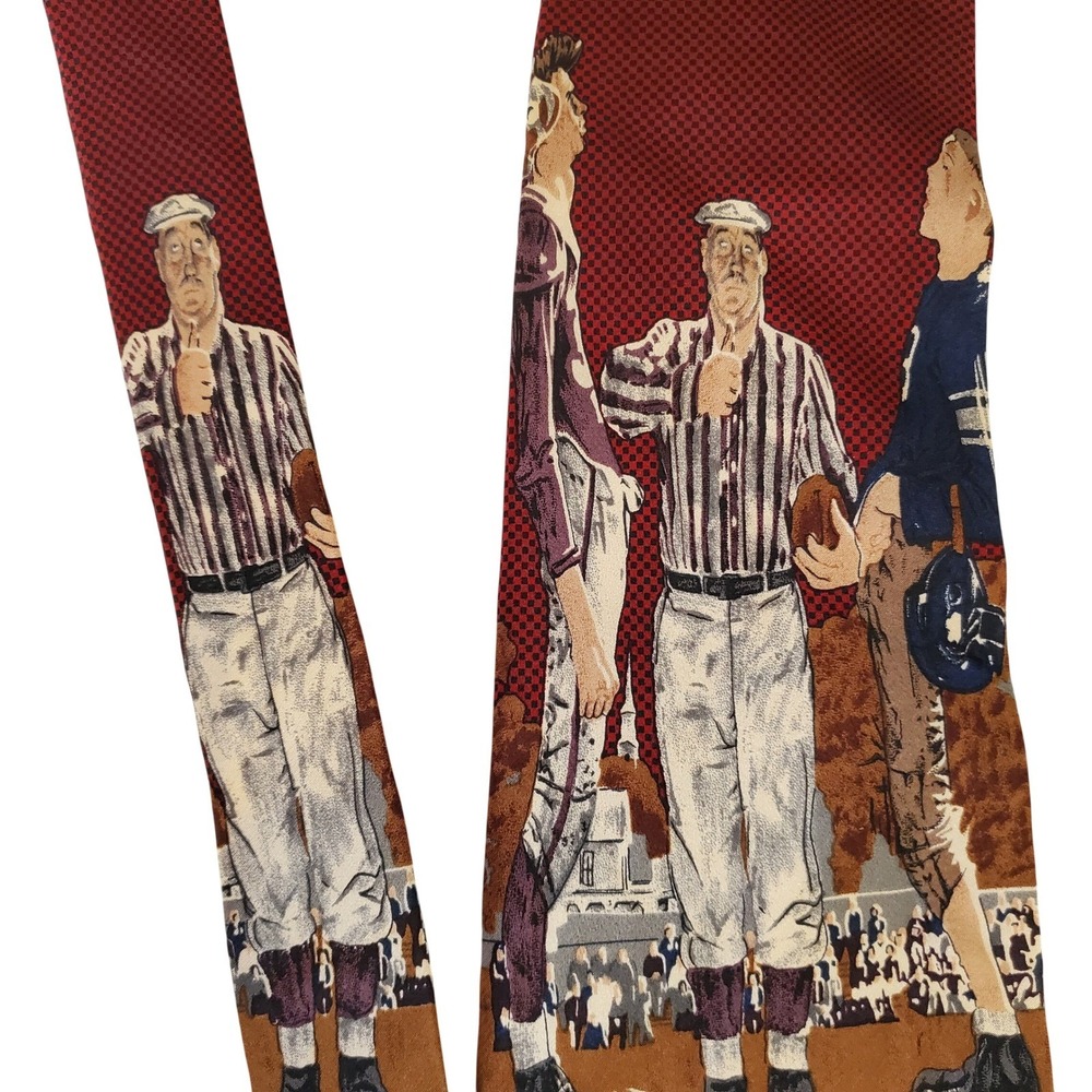 Norman Rockwell Van Heusen Silk Tie Saturday Evening  Football Referee Vintage